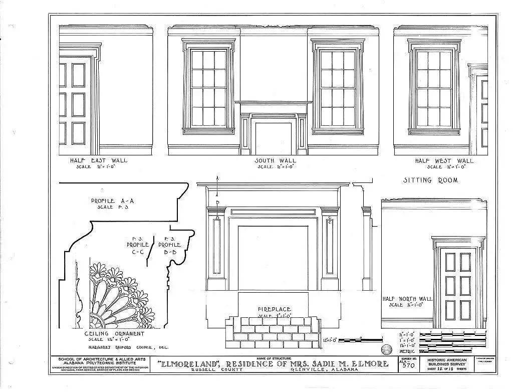 image of a drawing of an interior elevation of a building
