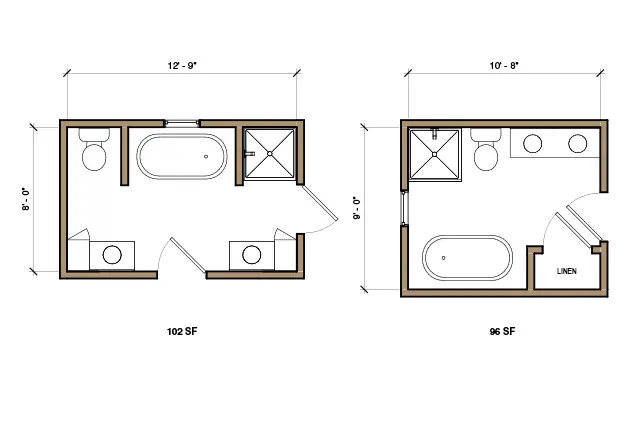 bathroom layouts with free standing tub